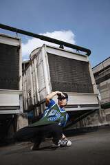 Young man breakdancing
