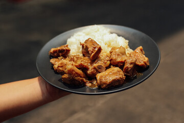 Traditional Thai coconut desserts on classic plate