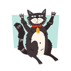 Black cat sitting. Animal rights. All lives matter. Protest. No cruelty. Flat vector illustration. Isolated on white background. Print. Design element.