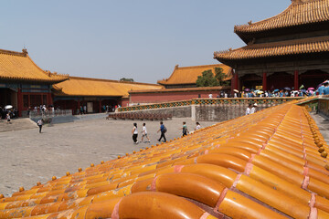 Forbidden City close to Tiananmen Square - the large square near the center of Beijing, Gate of...