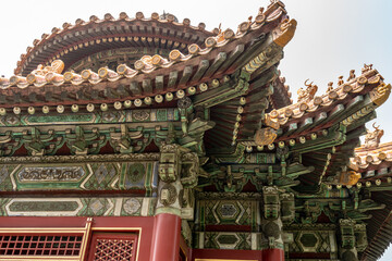 Forbidden City close to Tiananmen Square - the large square near the center of Beijing, Gate of...