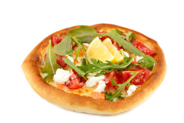 Margherita Italian pizza with cheese and tomato isolated on white