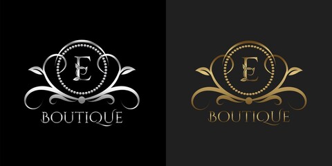 Luxury Logo Letter E Template Vector Circle for Restaurant, Royalty, Boutique, Cafe, Hotel, Heraldic, Jewelry, Fashion