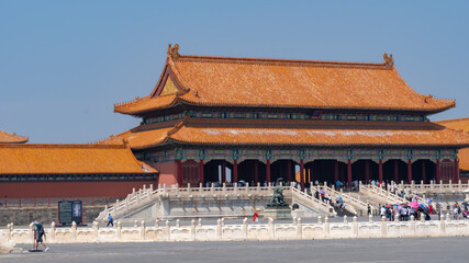 Forbidden City close to Tiananmen Square - the large square near the center of Beijing, Gate of...
