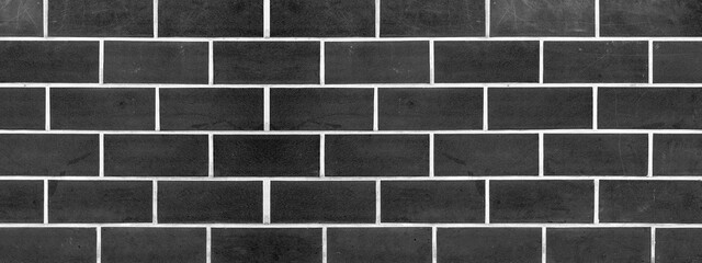 Black anthracite gray grey dark seamless brick stone tiles wall texture background banner panorama panoramic  - obrazy, fototapety, plakaty