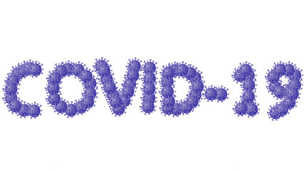 Coronavirus disease COVID-19 infection medical illustration, Arranged in covid-19 text shape , 3D illustration