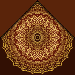 Vintage luxury decorative design of golden mandala. Vector illustration. Floral ornament