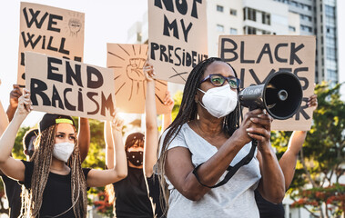 Activist movement protesting against racism and fighting for equality - Demonstrators from...