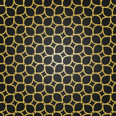 Seamless vector ornament. Modern background. Geometric modern black and golden pattern