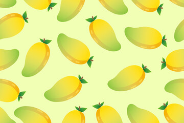 Vector illustration of fresh mango seamless pattern