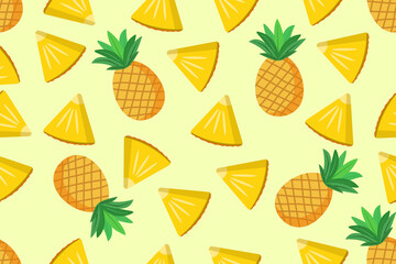 Vector illustration of fresh pineapple seamless pattern