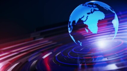 3D World News Background Loop. digital world breaking news Studio Background for news report and breaking news on world live report