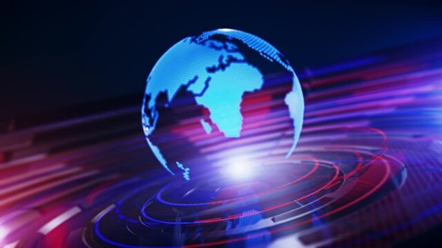 3D World News Background Loop. digital world breaking news Studio Background for news report and breaking news on world live report