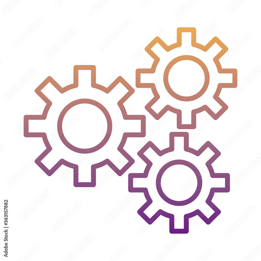 Poster gears machine work gradient line style icons
