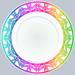 Handdrawn Pattern With Round Floral Ornament. Vector Illustration.