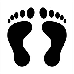 Footprint vector sign. stand here on circle with black border yellow background
