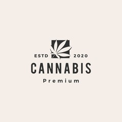 cannabis hipster vintage logo vector icon illustration