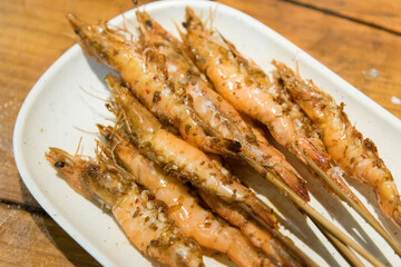 Barbecue food,grilled shrimp