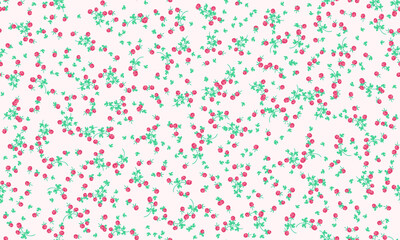 Seamless folk pattern in small wild flowers. Country style millefleurs. Floral meadow background for textile, wallpaper, pattern fills, covers, surface, print, gift wrap, scrapbooking, decoupage.