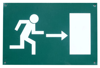 Exit sign running man emergency escape way arrow right