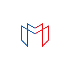 initial letter M and M, MM logo, monogram line art style design template