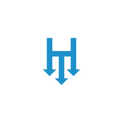 initial letter T and H, TH, HT logo and arrow, monogram line art style design template