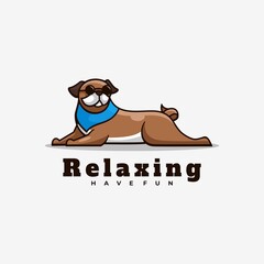 Vector Logo Illustration Relaxing Simple Mascot Style.