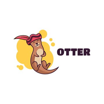 Vector Logo Illustration Otter Simple Mascot Style.