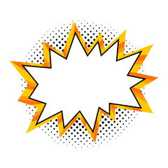Obraz premium Pop art speech bubble template for your design. Comic style empty yellow bang banner on white background. Cartoon Vector illustration.