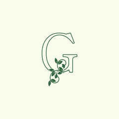 Nature G letter logo icon, antique ornate vector design Nature Floral Leaf Luxury concept for business.