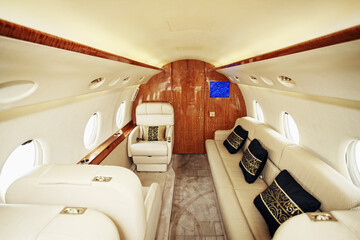 Obraz premium Luxurious leather seat on private airplane