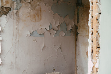 The destroyed walls of the house