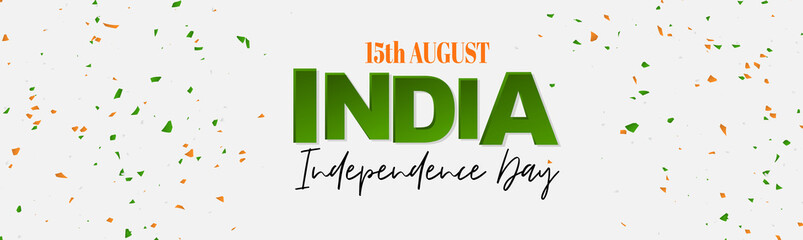 India Independence Day. Indian national August 15th holiday celebration header or long banner. Simple vector illustration with lettering.