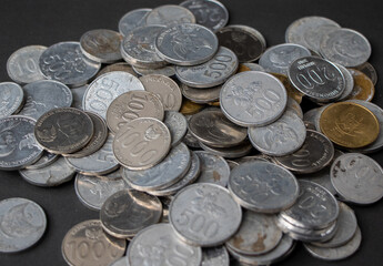 Close up picture of Indonesian rupiah coins