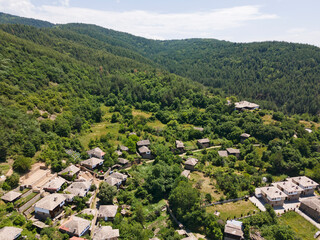 Fototapeta na wymiar Aerial view of Village of Leshten, Blagoevgrad Region, Bulgaria