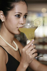 Woman enjoying her drink