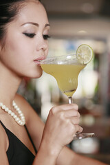 Woman enjoying her drink