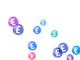 Euro dollar pound yen circle symbols flying currency vector design. Payment pattern. Currency 