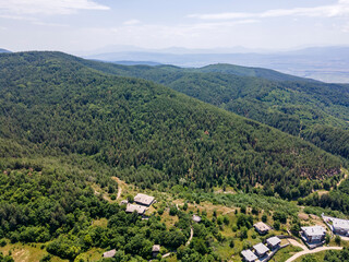 Fototapeta na wymiar Aerial view of Village of Leshten, Blagoevgrad Region, Bulgaria