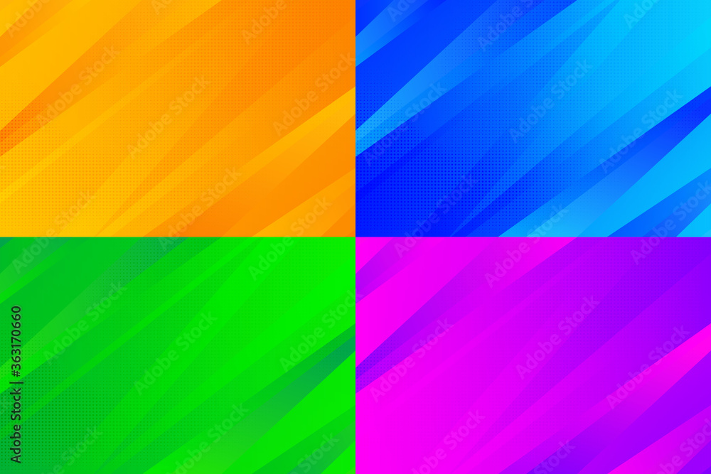 Poster abstract gradient orange, blue, green and red tech design pattern with halftone artwork background s