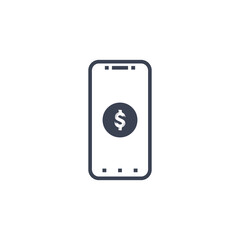 smartphone dollar coin icon. vector illustration in flat simple style on white background