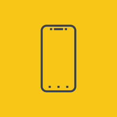 smartphone icon. vector illustration in flat simple style on orange background