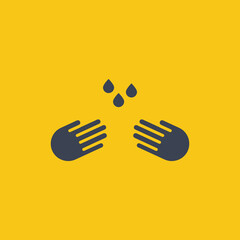 Obraz premium vector concept illustration of hands holding water drop on orange background icon