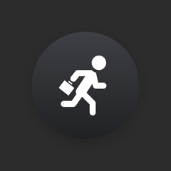 Businessman Running -  Matte Black Web Button
