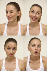 Woman with various facial expressions