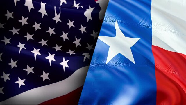 Texas flag waving. National 3d United States flag waving. U.S. Texas seamless loop animation. American US State flag HD resolution Background. &lrm;Dallas Texas flag closeup 1080p Full HD video for presen
