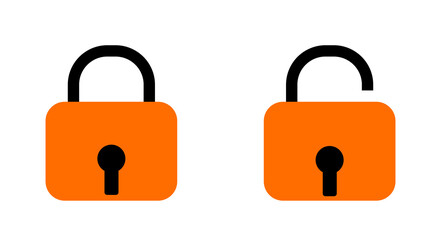 lock and unlock icon set, isolated