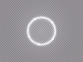 Round shiny frame background with lights. Abstract luxury light ring. Vector illustration