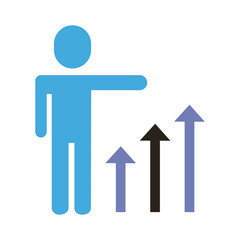 businessman figure with arrows up flat style icon