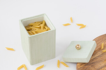 Storage jar canisters for dry food, pasta feathers. Kitchen mockup